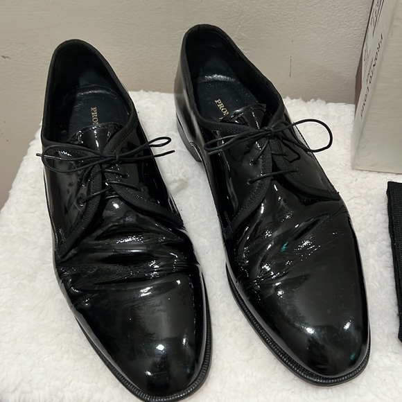 Pronto Uomo Firenze Black Patent Leather Lace Up Mens Shoes - Size 12D - Picture 2 of 7